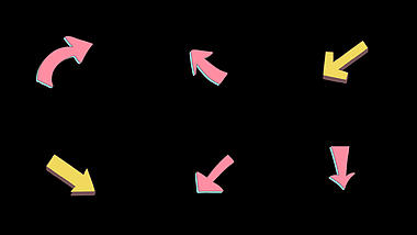 孟菲斯粉色向左箭头左下方箭头向下符号视频的预览图