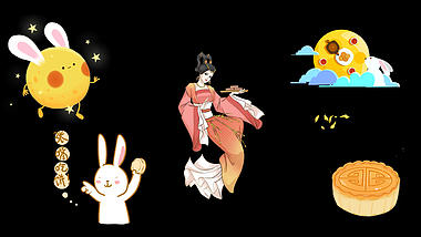 中秋节可爱月亮玉兔张嘴吃饼恶搞月前视频的预览图