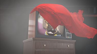 复古旧式电视红布揭开LOGO片头ae模板视频的预览图