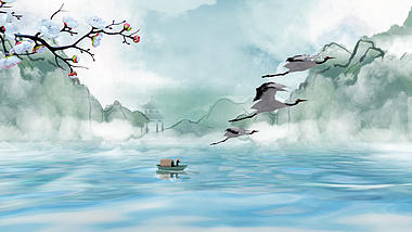 原创中国风湖面一叶孤舟视频背景AE模板视频的预览图