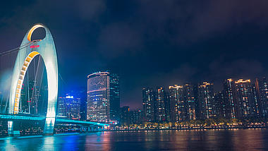 4k广州地标猎德大桥城市夜景实拍延时视频的预览图