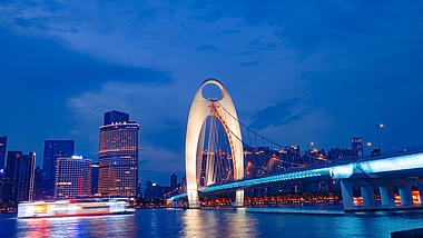 4k广州地标建筑猎德大桥夜景延时视频的预览图