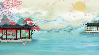 原创中国风唯美樱花飘落视频背景AE模板视频的预览图