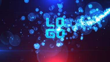 大气蓝色光斑粒子光线LOGO片头ae模板视频的预览图