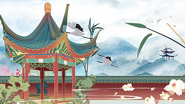 原创中国风古建筑唯美水墨视频背景AE模板视频的预览图