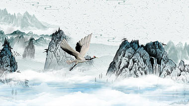 原创中国风大气飞鹤水墨视频背景AE模板视频的预览图