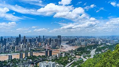8k重庆东水门大桥城市宣传CBD蓝天白云延时视频的预览图