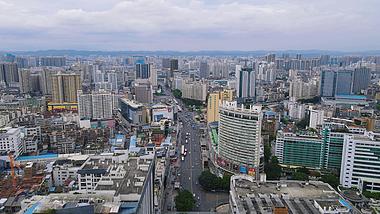 4K航拍广西南宁朝阳路商业圈高楼视频的预览图