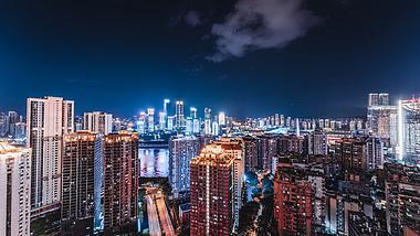 8k重庆江北嘴CBD市中心夜景灯光城市车流延时视频的预览图
