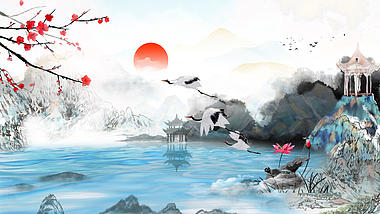原创中国风大气水墨风景视频背景AE模板视频的预览图