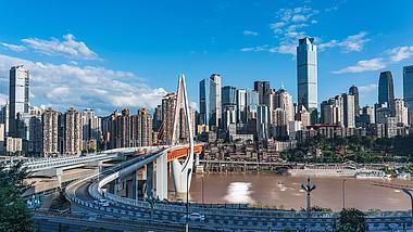 8k重庆地标建筑千厮门大桥洪崖洞城市CBD车流延时视频的预览图