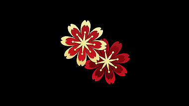 红色喜庆微立体剪纸风花朵带通道挂件素材视频的预览图