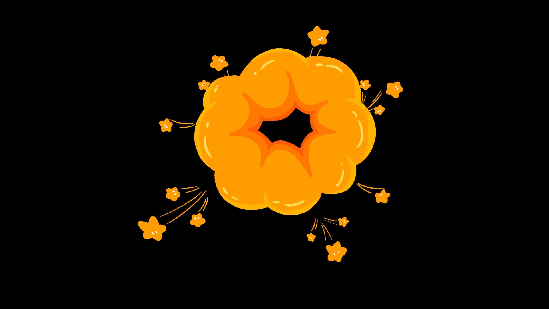 软萌可爱橙色手绘漫画风爆炸云带通道挂件素材视频的预览图