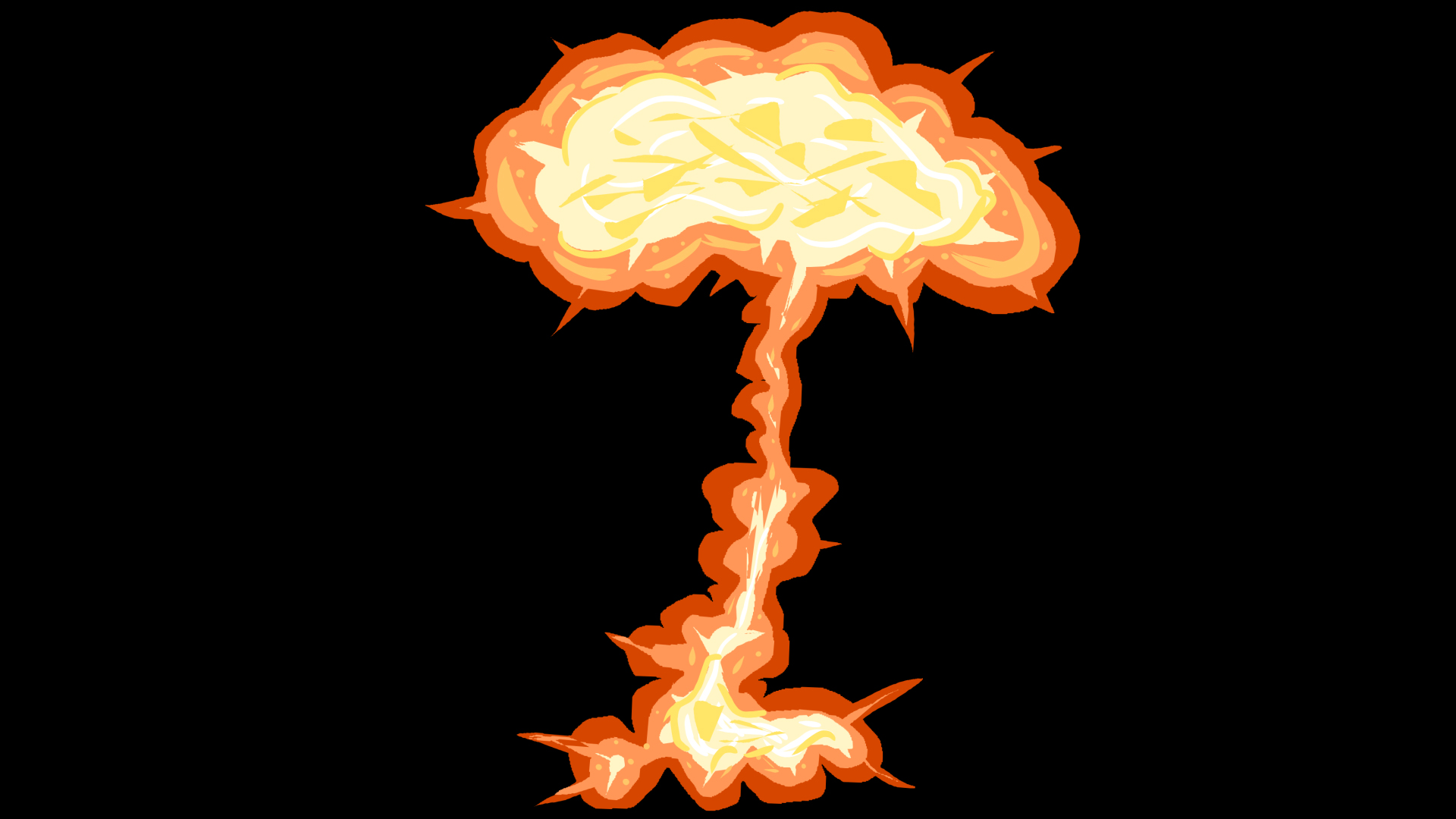 卡通黄色爆炸火焰蘑菇云带通道挂件素材视频的预览图