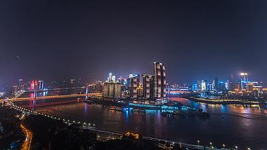 8k震撼重庆两江交汇来福士CBD市中心日转夜灯光延时视频的预览图