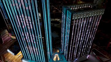 4K航拍贵阳会展城大楼霓虹灯夜景视频的预览图