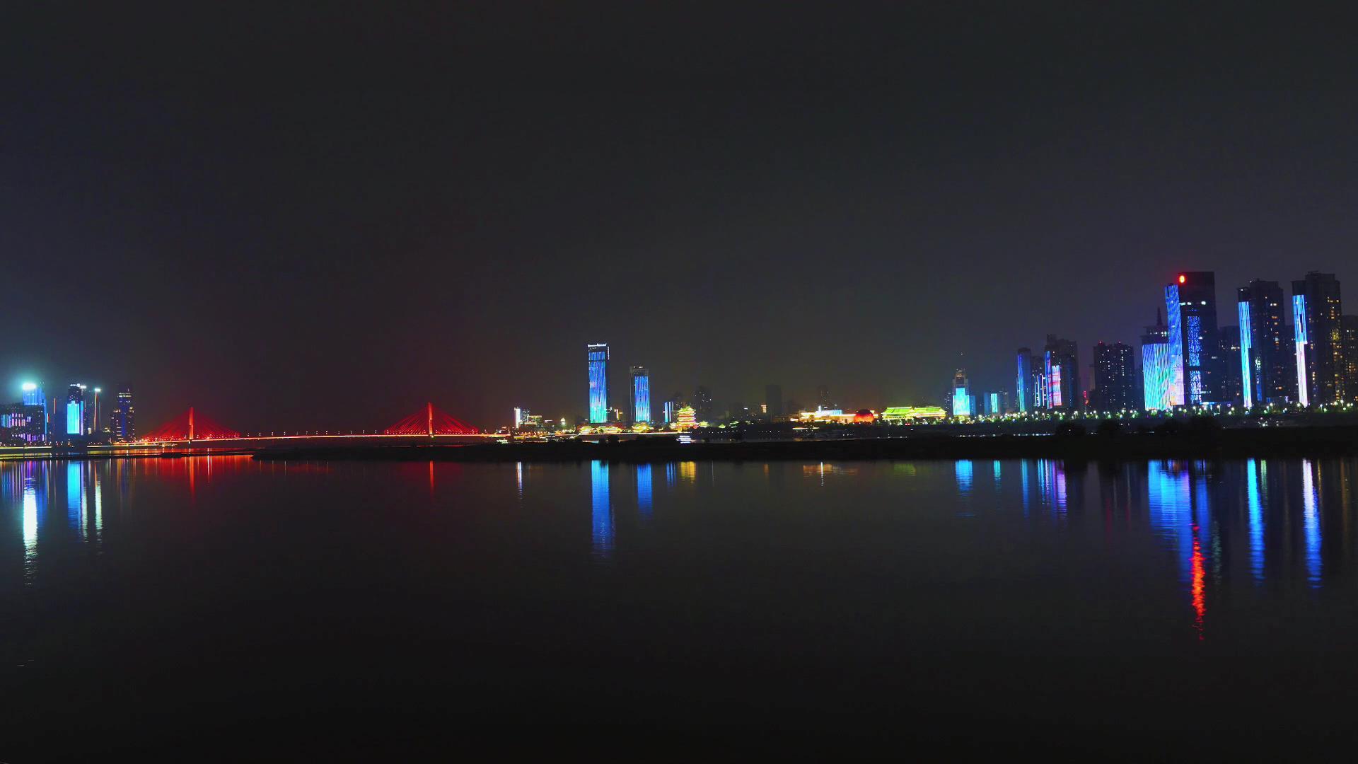 4K实拍江西南昌赣江城市夜景延时摄影视频的预览图