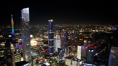4k航拍广州中轴线写字楼广州塔小蛮腰夜景视频的预览图