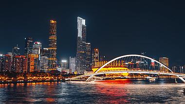 8K震撼延时广州海心桥繁华城市夜景视频的预览图