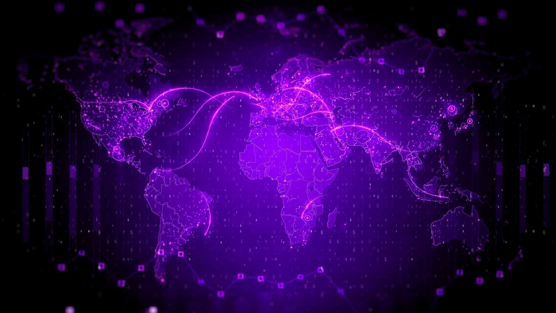 紫色世界地图科技背景视频AE模板视频的预览图