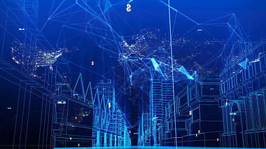 蓝色城市数据光效科技背景视频AE模板视频的预览图