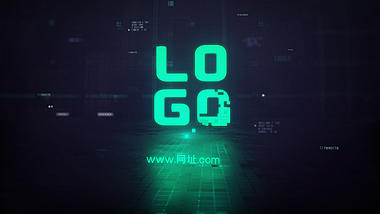 科技感复古像素信号故障文字LOGO片头视频的预览图
