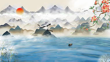 原创中国风云雾弥漫水风景视频背景AE模板视频的预览图