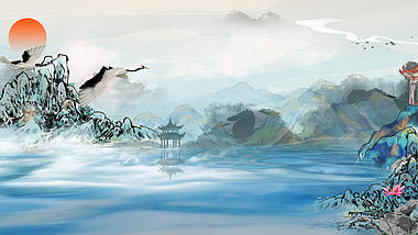 原创中国风简洁水墨山水风景视频背景AE模板视频的预览图