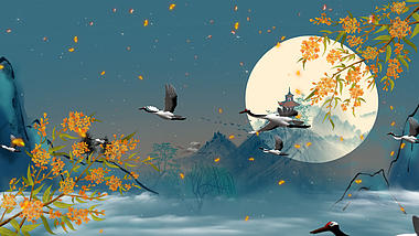 原创中国风中秋节月夜美景视频背景AE模板的预览图