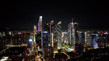 4k航拍广州CBD珠江新城都市夜景视频的预览图