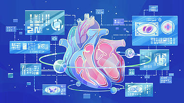 心脏刨面蓝色扁平医疗科技动态视频背景视频的预览图