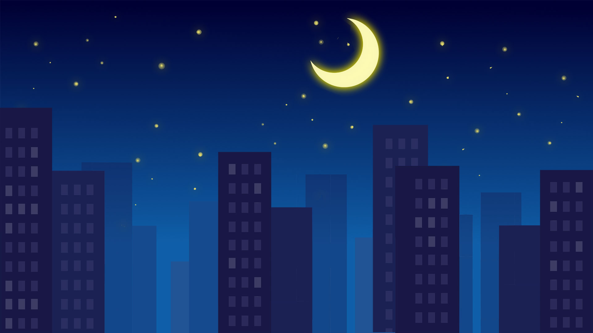 扁平风夜景插画晚安城市动态MG场景视频背景视频的预览图
