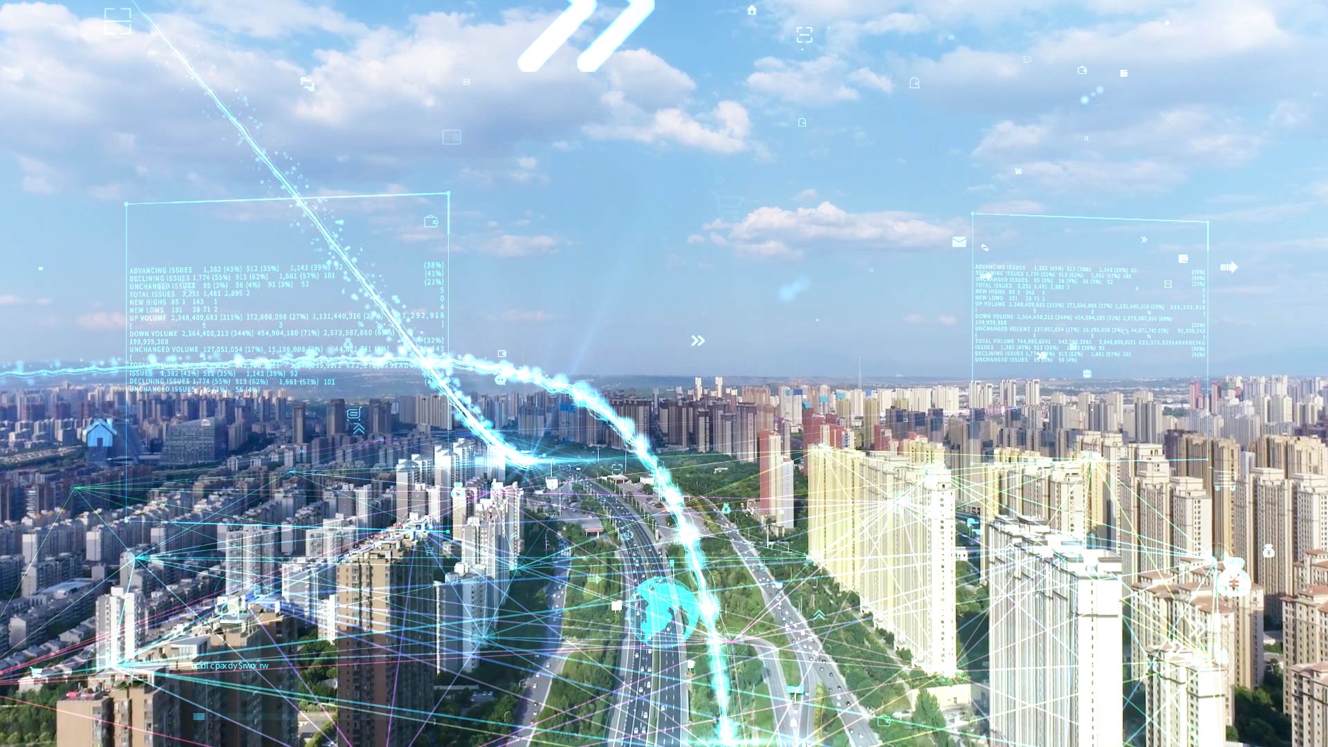 原创科技城市蓝色光效粒子合成AE模板视频的预览图