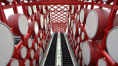 4K实拍北京奥体公园鼓楼电梯视频的预览图
