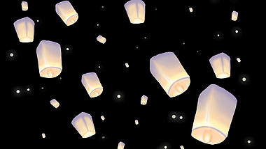 孔明灯天灯花灯中秋八月十五漂浮灯笼带通道挂件素材视频的预览图