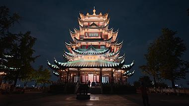 4k重庆古风建筑鸿恩寺夜晚灯光夜景实拍视频的预览图