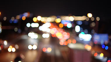 4K城市街道夜景车流虚化朦胧灯光光点视频的预览图