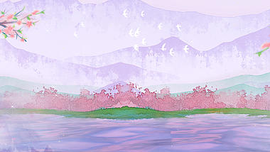 原创中国风紫色梦幻山水视频背景AE模板视频的预览图
