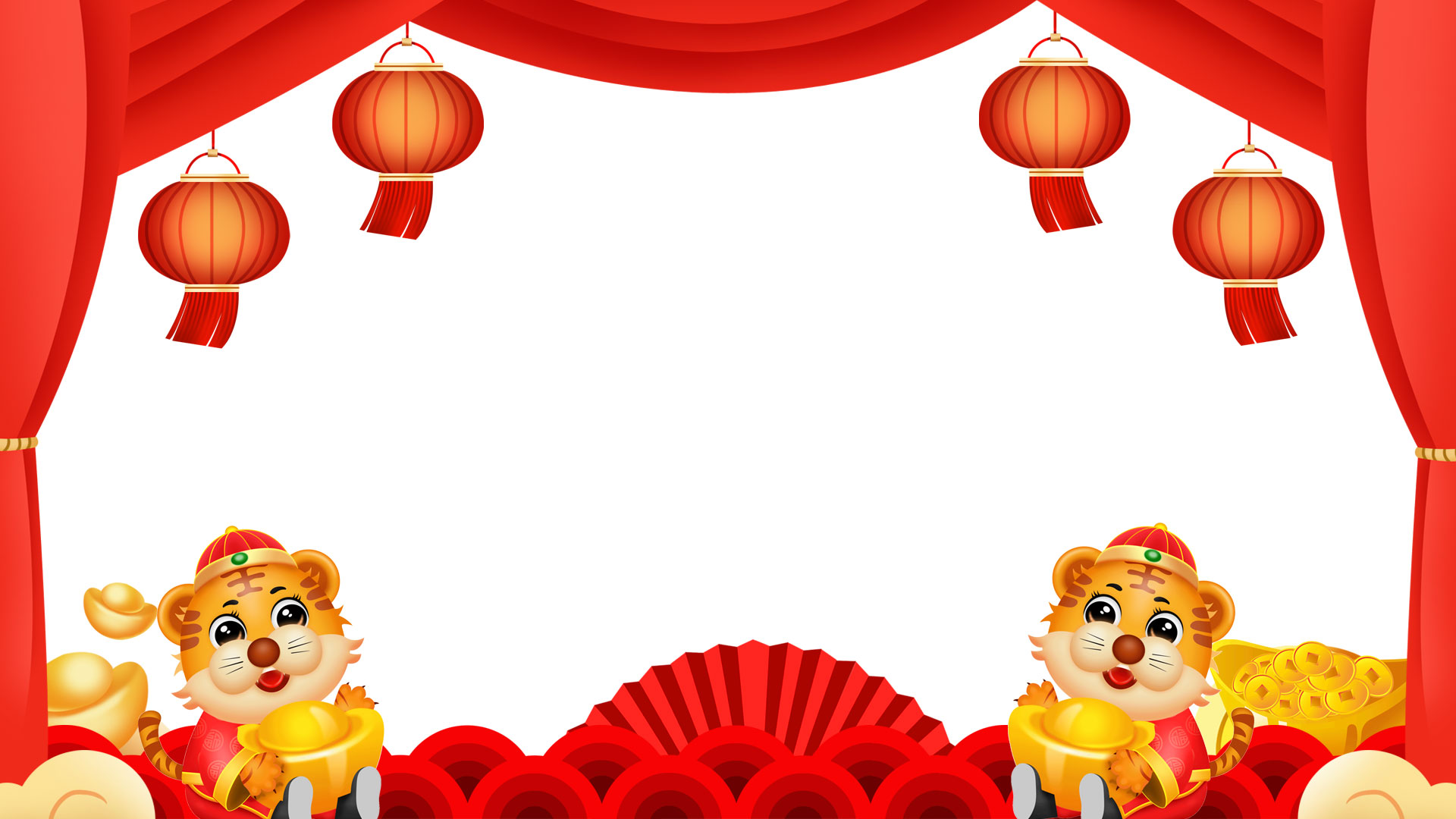 原创新年虎年灯笼红色中国风拜年动态视频边框视频的预览图