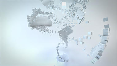 科技感三维方块汇聚地球LOGO片头视频的预览图