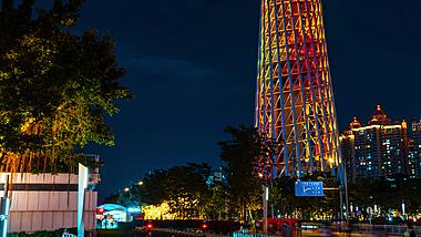 4K震撼移动延时广州塔城市夜景灯光秀视频的预览图