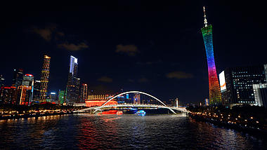 4K实拍广州珠江新城地标城市夜景灯光秀视频的预览图
