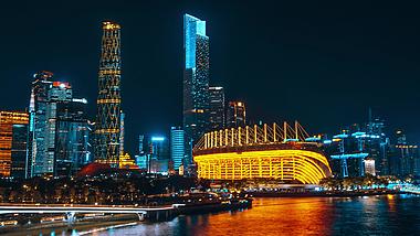 4K震撼延时广州珠江新城城市群灯光秀视频的预览图