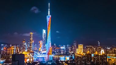 4K移动延时震撼广州珠江新城城市灯光秀视频的预览图