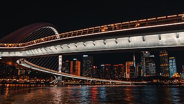 4K移动延时广州海心桥城市夜景视频的预览图