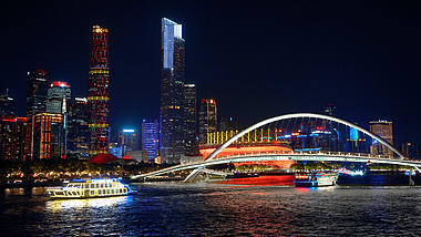4K实拍广州珠江新城海心桥城市夜景视频的预览图