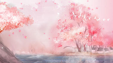 原创中国风粉色桃花林风景视频背景AE模板视频的预览图