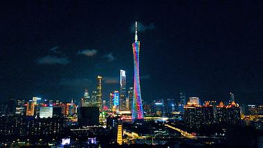 4K航拍震撼广州城市地标珠江新城夜景视频的预览图