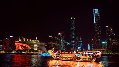 4K实拍广州CBD城市珠江夜景视频的预览图