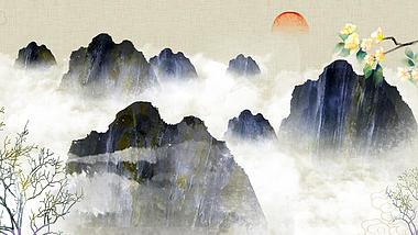 原创中国风云雾弥漫山间视频背景AE模板视频的预览图